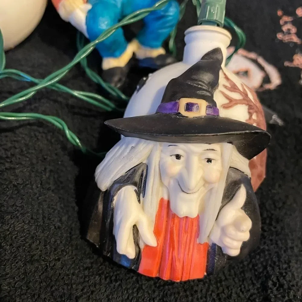 RARE Old World Christmas 1983 Halloween Witch Spider Scarecrow String Lights
